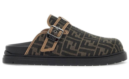 قبقاب Fendi Feel من القماش باللون البني 'أسود / بني'
