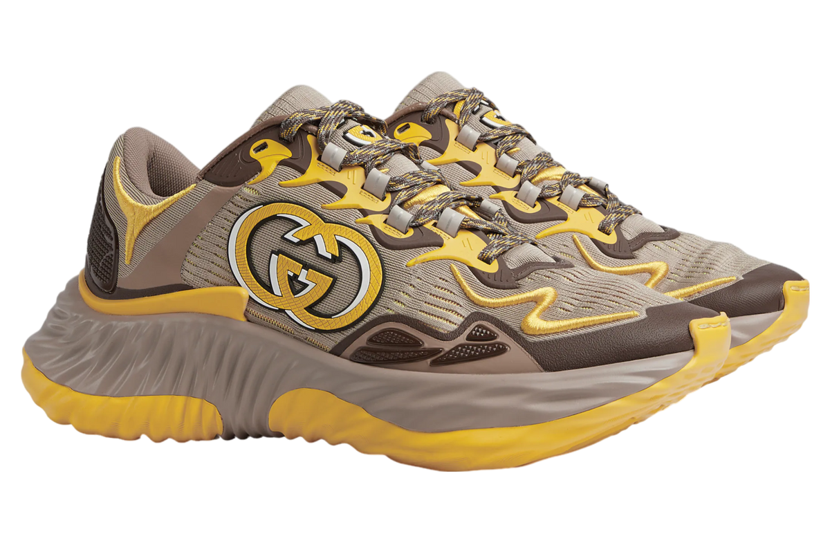 GUCCI Ripple Low Top Casual Shoes Men's Beige Yellow
