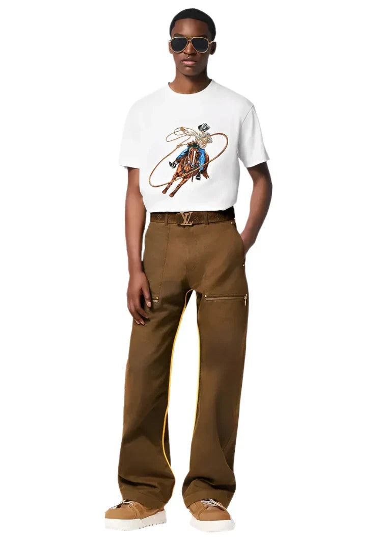LV Graphic Embroidered Cotton T-Shirt